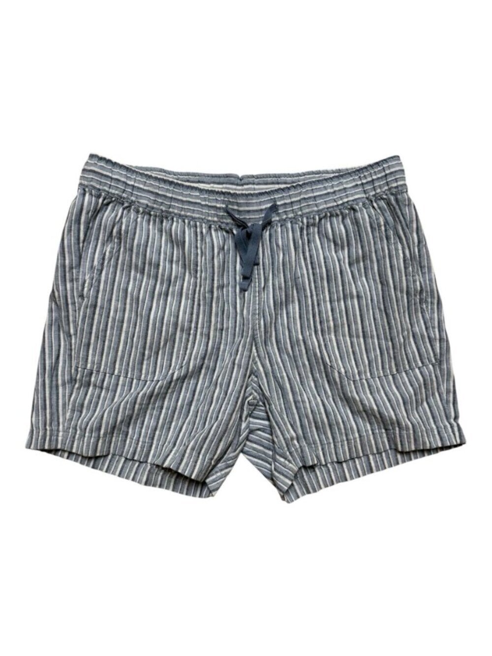 Eddie Bauer Hemp Blend Pull On Shorts Women’s Medium Blue Stripe Casual